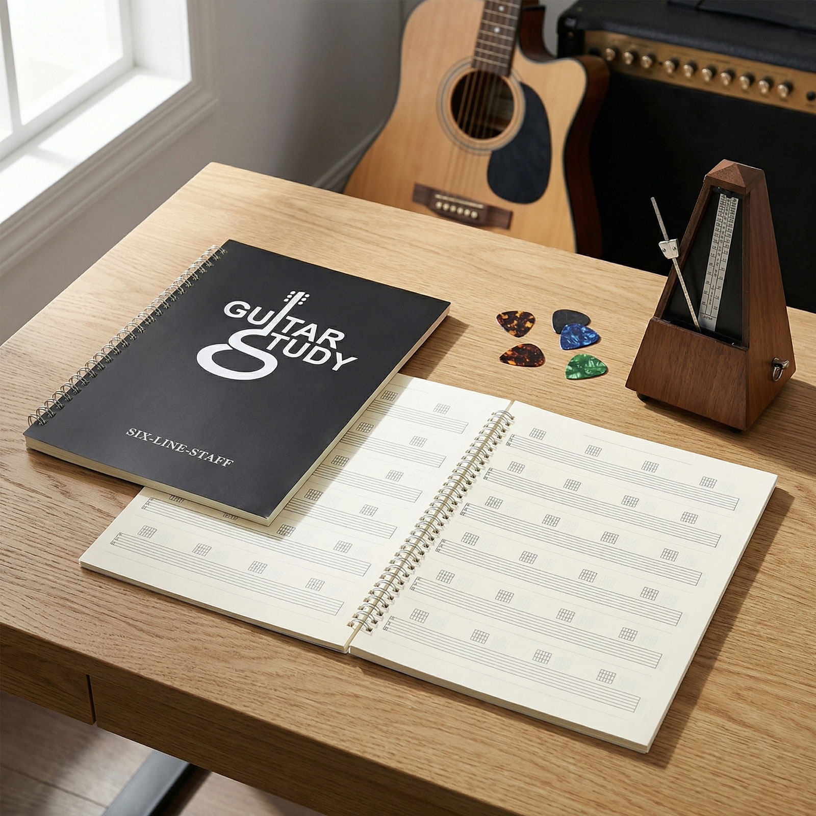 Blank Sheet Music Notebook - 2 Cuadernos de Tablatura para Guitarra,