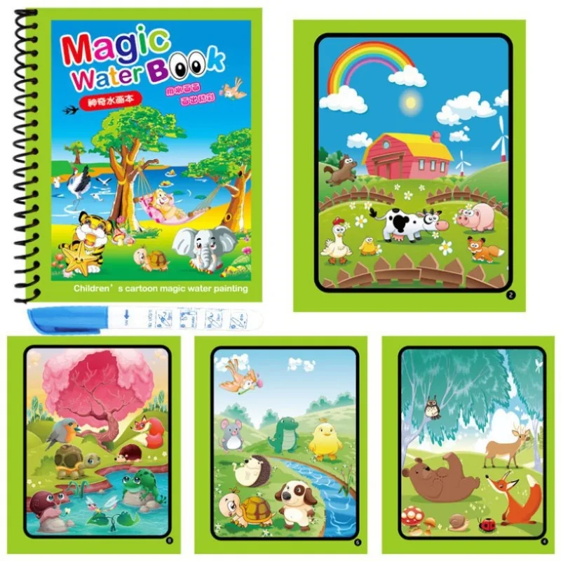 Reusable Water Magic Coloring Book - Libro mágico reutilizable para niños, regalo