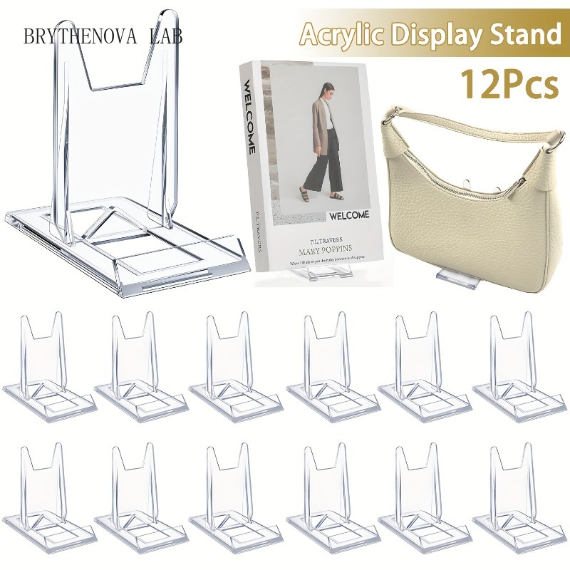 Clear Acrylic Book Stand Holder - 12 Soportes de Exhibición Ajustables de