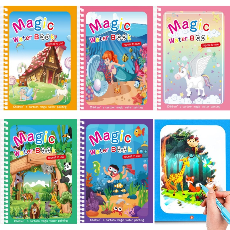 Reusable Water Magic Coloring Book - Libro mágico de dibujo al agua