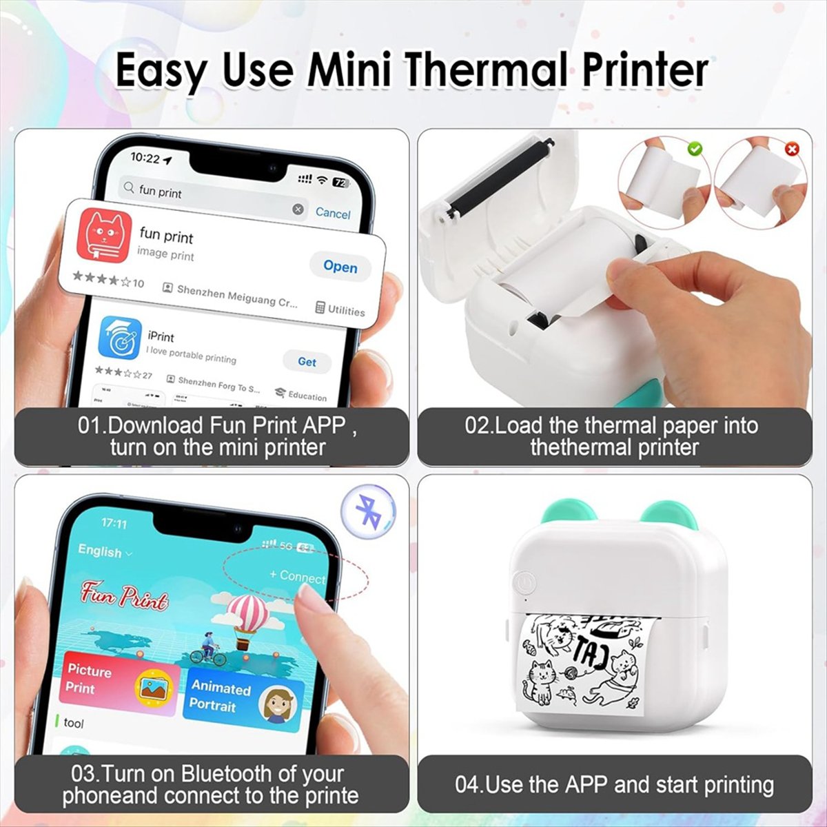 Mini impresora de pegatinas co - Mini Pocket Thermal Printer Paper Roll reseña y precio