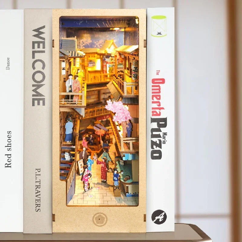 Estantería de madera Retro jap - Diy Wooden Book Nook Kit Shelf Insert reseña y precio